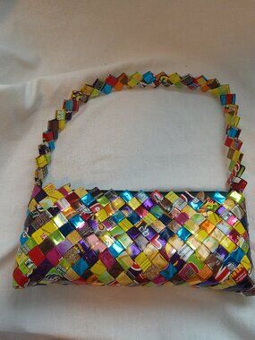 Candy Wrapper Clutch Purse 11 x 4.5 x 2.5 EUC